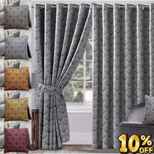 Luxury Jacquard Curtain Ready Made Modern Fully Lined Ring Top & Pencil Pleat