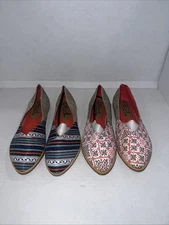 Piranda Burlap/Canvas flat shoes- boho style And SW Weave pattern, Size 9