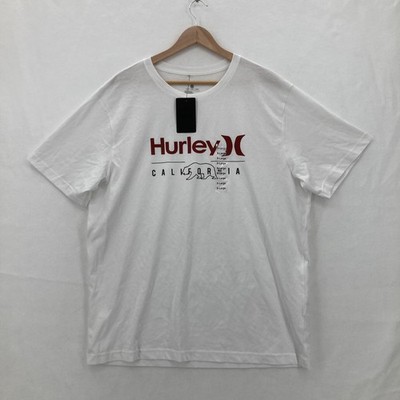 Hurley Shirt Mens XL White OAO California Short Sleeve Graphic Tee Cotton Surf