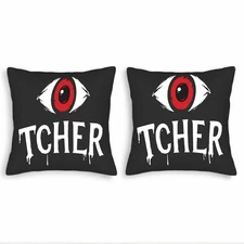 Stylish Set of 2 Throw Pillow Covers 18x18in - Dark Mysterious Eye Design