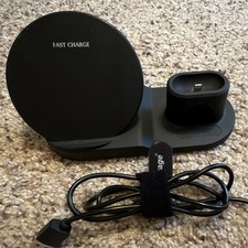 3-in-1 Fast Charge Qi Wireless Charging Dock Stand USB-C, Matte Black
