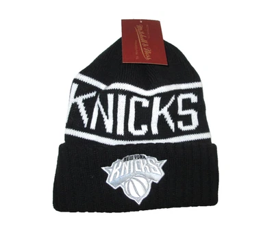 New NBA New York Knicks Mitchell & Ness Black Embroidered Cuffed Beanie Hat OSFA