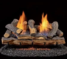 Ventless Dual Fuel Gas Log Set  24” Stacked Remote Control DULUTH FORGE NEW