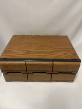2 Vtg Faux Wood Grain 3 Drawer 42 Audio Cassette Tape Storage Holder Case Each