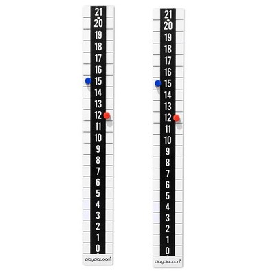 Cornhole Scoreboard Vertical Metal Decals 2 Pack with 4 Magnetic Score Keepers