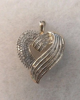 Silber 925 Herz Charm - mit Diamanten 6g Gold über Silber schöner Anhänger 1,5''