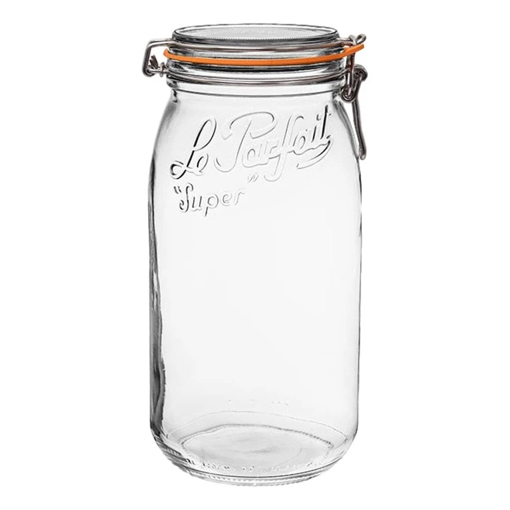 Super Jar 3L (96oz) French Glass Preserving Jar w/Airtight Seal & Wire Bail C...