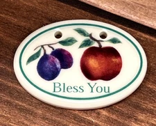 Longaberger Ceramic Basket Tie-On Accessory With FRUIT Design 3569630 BLESS YOU