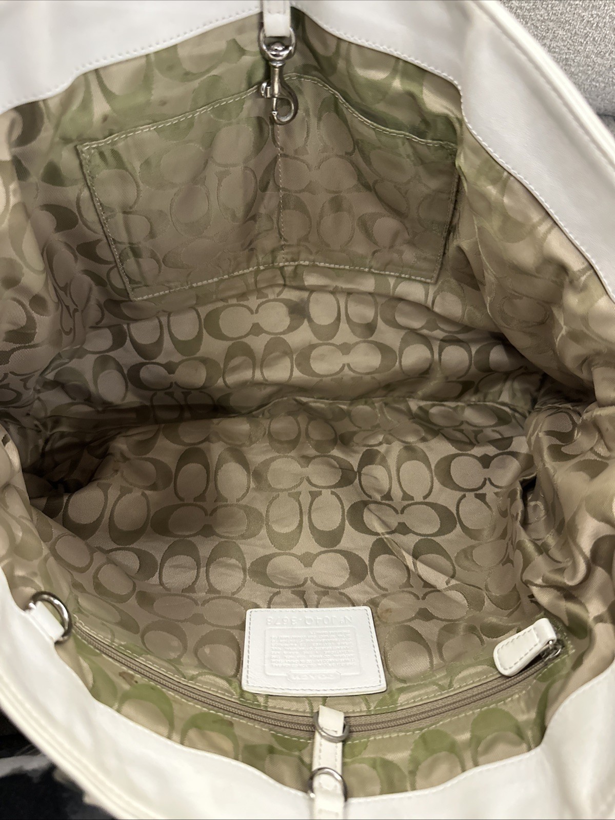 COACH 3678 Dot Gallery Tote Bag Ivory Multicolor Patent Leather Logo thumbnail 12