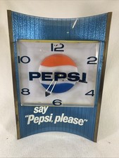 Vintage 1960’s Say Pepsi Please Pepsi-Cola Clock Lighted Sign