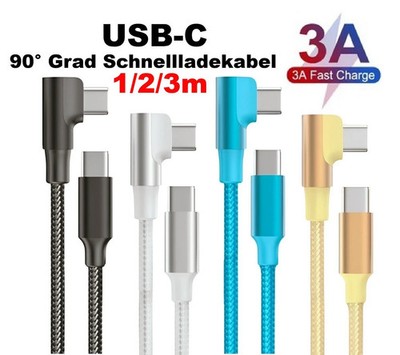 USB C Ladekabel 1m 2m 3m Kabel 60W Schnellladekabel 90° Samsung Xiaomi Huawei