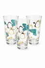 Vintage Atomic Triangle Tumblers Glass Set Teal Gold Black MCM Barware 3-Piece