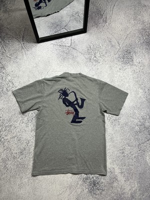 Vintage Stussy Outdoor 90's Jazz Man Saxophone Rare Gray T Shirt