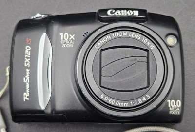 Canon PowerShot SX120 IS 10MP Digital Camera 10x Optical Zoom Black - Tested