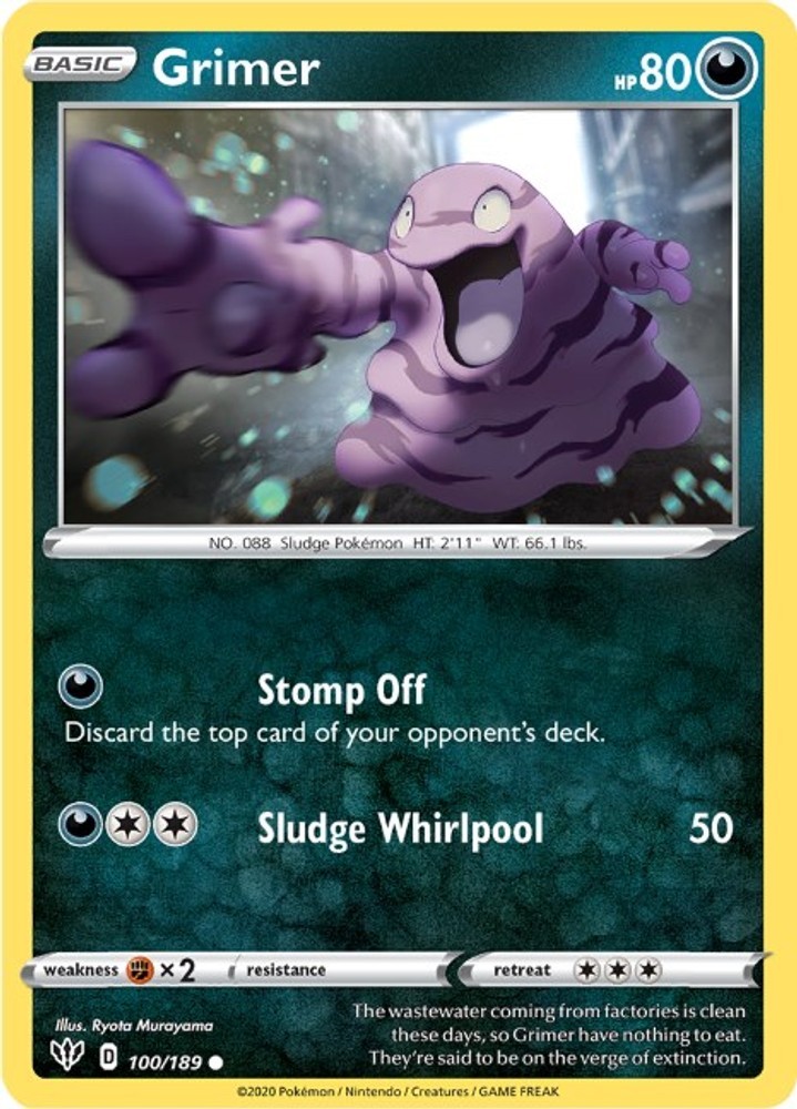Grimer SWSH03 100/189 Pokémon SWSH03: Darkness Ablaze Common EN NM