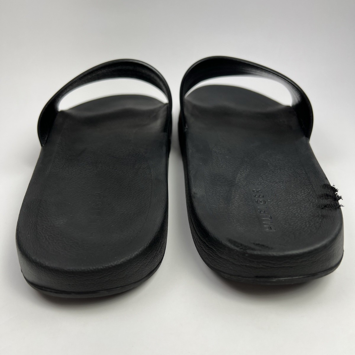 TOMMY HILFIGER Stripe Slip On Slides Shower Shoes Pool Slides Men 11 Black Tommy Hilfiger Mens Sandals in Mens Shoes - Walmart.com main image 2