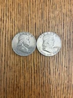 Two 90% Silver Franklin Half Dollar Coins 1953, 1963