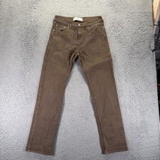 Hollister Jeans Mens 29x30 Brown Cotton Denim Straight Slim Workwear Stretch