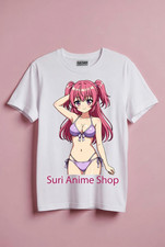 Cute Pink Hair Waifu Anime Girl Bikini T-Shirt Gildan Otaku Gift