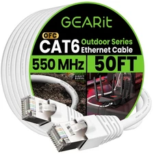 Cat6 Outdoor Ethernet Cable (50ft) 23AWG Pure Copper, FTP, LLDPE, Waterproof,...