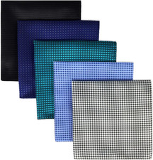 SHLAX WING 5 Pieces Assorted Mens Silk Pocket Square Handkerchiefs Set Lot 19