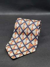 Vintage Pierre Cardin Abraham & Straus Silk Tie Navy Geometric Mod Print