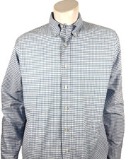 Brooks Brothers Mens Dress Shirt Size 16/35 Blue Checked Supima No Iron Cotton