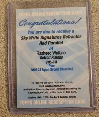2025-26 Topps Chrome Rasheed Wallace Sky Write Signature Red Refractor Auto # /5