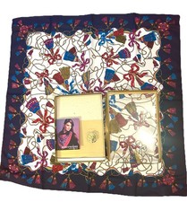 Vtg 90s Berkshire 32" Square Scarf Clip Multicolored Tassel Ribbon Italy NOS