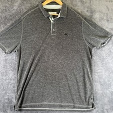 Tommy Bahama Striped Polo Shirt Men s XL Gray Short Sleeve Embroidered Logo
