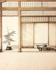 Affiche intérieure minimaliste japonaise - Art mural zen shoji -...