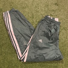 Vintage Adidas Green 3 Stripe Lined Windbreaker Track Pants Activewear Sz M