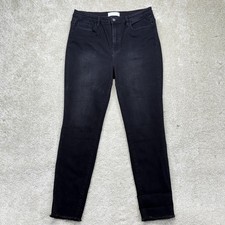 Vervet Blue Jeans Womens 31 Black Wash High Rise Skinny Raw Hem Stretch Denim