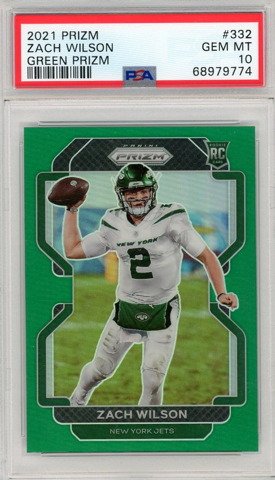 Zach Wilson 2021 Panini Prizm Football Rookie Green #332 PSA 10 New York Jets