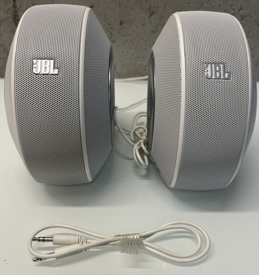 Tested JBL Pebbles Plug and Play Stereo Computer Speakers - Silver CLEAN!!