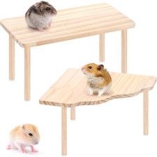 2-Piece Set Hamster Play Wooden Platform for Dwarf Syrian Hamsters Gerbils Mice