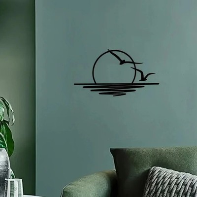 Wandbehang Metall Sonnenaufgang Kunst Schwarz Wanddekoration Wohnzimmer