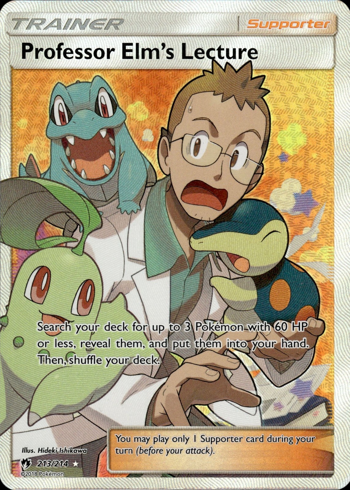 Professor Elm's Lecture 213/214 Rare Ultra Lost Thunder Pokemon LP