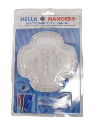 #ad Hella Hangers Skateboard Deck Hanger w Adhesive Strips Transparent Floating $24.99