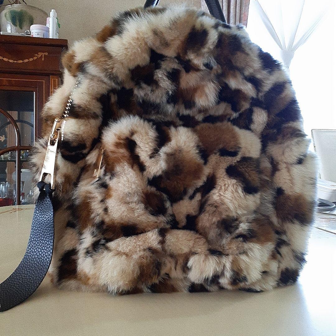 Leopard Pattern Fur Backpack Rabbit - image 4