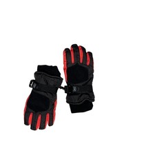 REI Kids Unisex Ski Snow Gloves Black Red Adjustable Strap