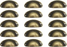 15PCS Antique Brass Iron Drawer Knobs Pulls Handles - Vintage Kitchen Cabinets F