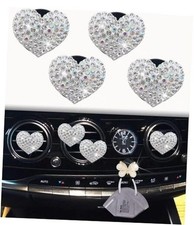 4 Pcs Silver Bling Heart Air Vent Clips, Heart Car Air Fresheners Vents Clips