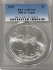 2002 $1 American Silver Eagle MS69 PCGS