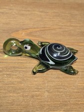 Handmade Art Handblown Glass Sea Turtle Pendant Necklace