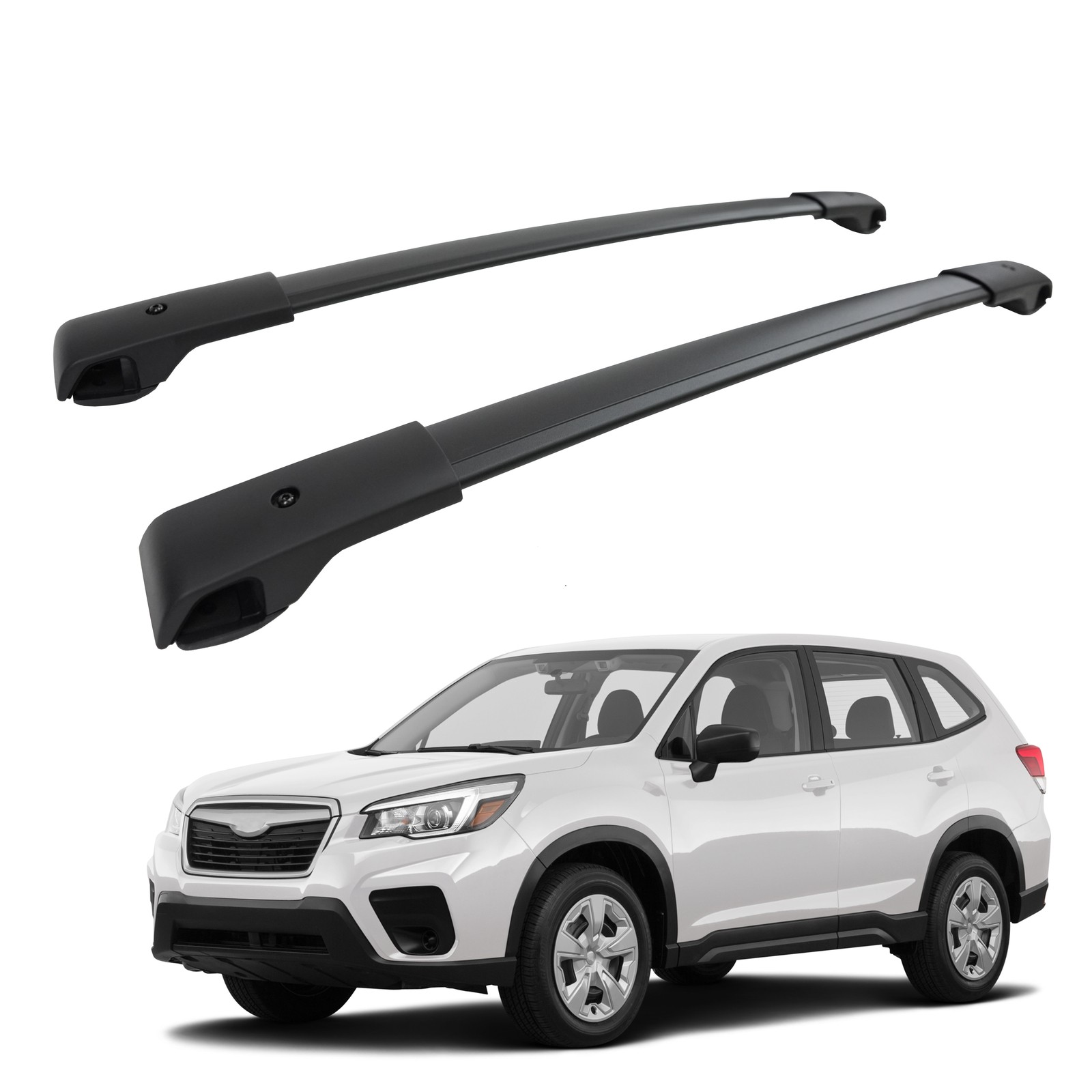 Barres de toit pour Subaru Forester 2019-2024 silencieuses en aluminium noir