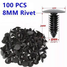 100X 8mm Bumper Clips Car Hole Plastic Rivets Set Fastener Fender Push Pin For