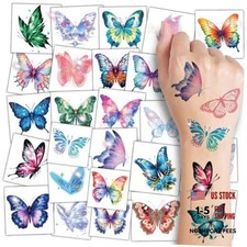 Glitter Butterfly Temporary Tattoos for Kids,74 Individual Sheets