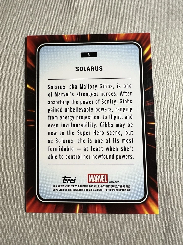 2025 TOPPS Chrome Marvel Comic Blue & Green Shimmer Solarus 027/199 - Image 2 of 2