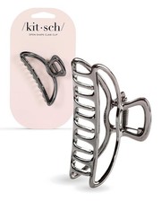 Kitsch Open Shape Metal Hair Clips For Women Hematite 1 Pc